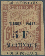 12218 Martinique - Paketmarken: 1903, 5 Fr. On 60 C. Brown With Additional Overprint "TIMBRE POSTE - 5 FR - Altri & Non Classificati