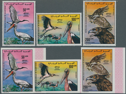 12222 Mauretanien: 1976, Vögel Kompletter Satz Mit 50 UM Nimmersatt, 100 UM Marabu Und 200 UM Schopfadler - Mauritania (1960-...)