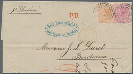 12229 Mauritius: 1874, Letter From PORT LOUIS Franked With 4 D And One Shilling QV With "B53" Barred Oval - Mauritius (...-1967)