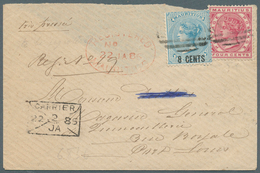12230 Mauritius: 1886. Registered Express Envelope (backflap Missing) Addressed To Port Louis Bearing SG 8 - Maurice (...-1967)