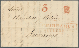 12242 Mexiko: 1839, Folded Letter Cover With Red Double-line Strike FRANCO EN / CHIGUAGUA, To Guadalupe Y - Messico