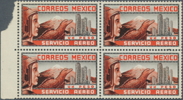 12256 Mexiko: 1934/1935. NON ISSUED Airmail 1p Bicolored Design "Eagle Man And Cactus" In A Block Of 4. No - Mexique