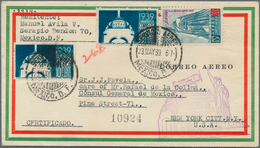 12260 Mexiko: 1939, Airmail Letter Bearing 20 C "SARABIA VUELO MEXICO - NUEVA YORK" + 2x 10 C Sent Registe - Mexique