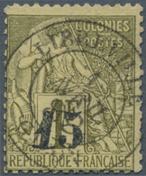 12270 Moheli: 1888, 15 C./1 Fr. Clear Used "LIBREVILLE 1 AVR 88" (cat. 1250.-) - Altri & Non Classificati