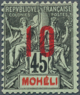 12271 Moheli: 1912, 10 C./45 C., Inscription Of Mohéli Double Printing, Unsued Mounted Mint (cat. Yv. 800. - Altri & Non Classificati