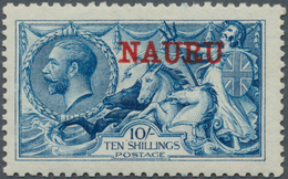 12274 Nauru: 1916, Britannia 10 Sh With Red Imprint "NAURU" And Better Colour Deep Bright Blue, Mint Never - Nauru