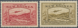 12287 Neuguinea: 1939, Airmail 2 Sh And 5 Sh "Plane Over Landscape" Mint Never Hinged, Two Perfect Centrat - Papua-Neuguinea