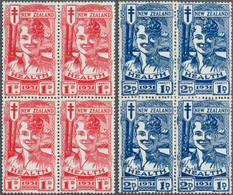 12302 Neuseeland: 1931 1 D And 2 D "HEALTH" Two Mint Never Hinged Blocks Of Four With Superb Perforation A - Nuovi