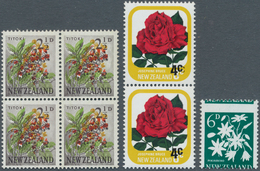 12305 Neuseeland: 1960/1979, Lot Of Varieties: 2½d. Titoki Block Of Four With Shifted Colours; 6d. Pikiare - Ungebraucht