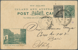 12309 Neuseeland - Ganzsachen: 1900/1902, Three QV Pictorial Stat. Postcards Incl. 1d. Green Uprated With - Ganzsachen