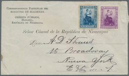 12314 Nicaragua - Dienstmarken: 1900, 5 C Blue And 10 C Violet Justitia, Mixed Franking On Preprinted Offi - Nicaragua