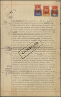 12340 Ostafrikanische Gemeinschaft: 1929 Indenture Bearing 1922 KGV. £3 Purple & Yellow Along With £5 And - África Oriental Británica