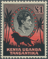 12345 Ostafrikanische Gemeinschaft: 1938, KGVI 1 £ Black/red With Rare Perforation K11 3/4 : 13, Mint NH, - África Oriental Británica