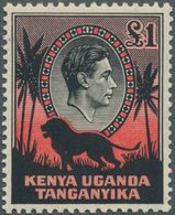 12345 Ostafrikanische Gemeinschaft: 1938, KGVI 1 £ Black/red With Rare Perforation K11 3/4 : 13, Mint NH, - Africa Orientale Britannica