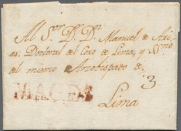 12359A Peru: 1815, "MAGES", Clear Strike Of Red Straight Line On Pre-philatelic Letter With Complete Messag - Perù