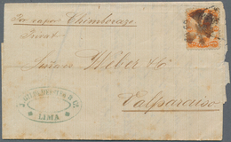 12365 Peru: 1866, Llama 10 C Bright-orange (=first Issue) On Folded Entire Letter Sent From Lima (18th Dec - Peru