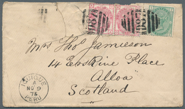 12366 Peru: 1875. Envelope Addressed To Scotland Bearing Great Britain SG 144, 3d Rose, Plate 17 (pair) An - Peru