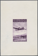 12376 Reunion: 1942, Airmails, Single Die Proof In Violet Without Value On Cardboard Sized 6:9 Cm. Maury R - Storia Postale