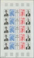 12380 Reunion: 1971, 1st Death Anniversary Of Charles De Gaulle, Imperforate Sheet Comprising Five Strips - Briefe U. Dokumente