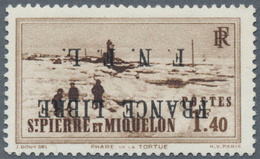 12400 St. Pierre Und Miquelon: 1941, France Libre Overprints, 1.40fr. Brown With Inverted Surcharge, Mint - Sonstige & Ohne Zuordnung