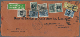12428 SCADTA - Länder-Aufdrucke: 1927, Front Of A Large Bankletter From NEW YORK With 16 C. American Frank - Aerei