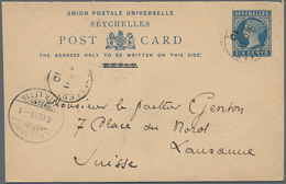 12439 Seychellen: 1893/1902, Group Of 4 Different Stationeries: 6 C Blue QV Psc From SEYCHELLES, NO 11 10, - Seychellen (...-1976)