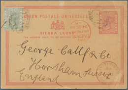 12446 Sierra Leone: 1888, 1 D Stationery Card Uprated With 1/2 D Sent From FREETOWN By "LIVERPOOL BR: PACK - Sierra Leone (1961-...)