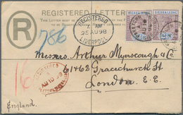 12448 Sierra Leone: 1898/1923, Group Of 3 Stationeries: 2 D Blue QV Registered Pse Uprated With 2 X 2 1/2 - Sierra Leone (1961-...)