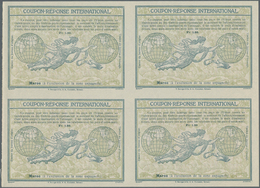 12451 Spanisch-Marokko: Design "Madrid" 1920 International Reply Coupon As Block Of Four Fr. 1,30 Maroc (á - Spanisch-Marokko