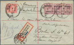 12501A Südwestafrika - Stempel: 1925, 1 D Rose-red And 3 X 2 D Dull Purple, Tied By Black Rubber Cds OKASEW - Africa Tedesca Del Sud-Ovest