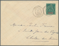 12510 Tahiti: 1903. Envelope To France Bearing Oceanie Yvert 4, 5c Green Tied By Papeete Tahiti Double Rin - Tahití