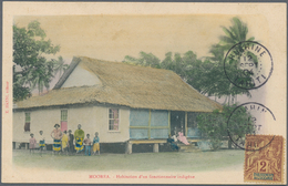 12511 Tahiti: 1904. Picture Post Card Of 'Native Dwelling, Moorea' Addressed To France Bearing Oceanie Yve - Tahiti