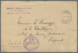 12515 Tahiti: 1917. Envelope (opening Faults) With Full Content Headed 'Consular General De France Au Tran - Tahití