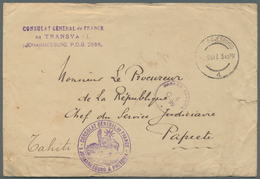 12515 Tahiti: 1917. Envelope (opening Faults) With Full Content Headed 'Consular General De France Au Tran - Tahiti