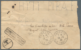 12517 Tahiti: 1930. Stampless Envelope (faults) Addressed To Ratapeapea, Tahiti Hiti Cancelled By Papeete - Tahití