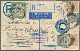 12519 Tanganjika: 1934, 30 C Blue KGV Registered Pse, Uprated With 2 X 5 C, 2 X 20 C And 1 Sh KGV, Sent By - Tanganyika (...-1932)