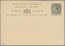 12537 Trinidad Und Tobago: 1879, Stationery Card Very Rare PROOF Victoria 1 1/2 D In Black Instead Of Red- - Trinité & Tobago (1962-...)