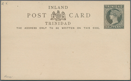 12541 Trinidad Und Tobago: 1884, Stationery Card Very Rare PROOF Victoria 1/2 D In Black On Carton Paper, - Trindad & Tobago (1962-...)