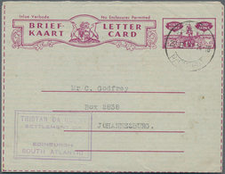 12547 Tristan Da Cunha: 1950, South African Letter Card Showing Boxed Cachet TRISTAN DA CUNHA SETTLEMENT E - Tristan Da Cunha