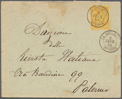 12550 Tunesien: 1883. Envelope Addressed To Italy Bearing France 'Type Sage' Yvert 92, 25c Yellow Tied By - Tunisie (1956-...)