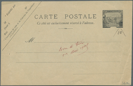 12565 Tunesien: 1909. Essay On Paper For Postcard With Postage Die "Plowmen" Black, Handwritten Face Value - Tunisie (1956-...)