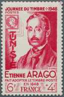 12588 Tunesien: 1948. Arago 6f+4f With Variety: DOUBLE "TUNISIE" OVERPRINT. Unused. Signed. Very Rare! - Tunesien (1956-...)