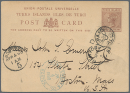 12594 Turks- Und Caicos-Inseln: 1881, 1 1/2 D Red-brown QV Postal Stationery Card From TURKS ISLAND, MR.16 - Turks E Caicos