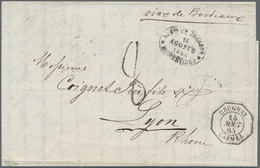 12604 Uruguay: 1865 (French Maritime Mail). Stamp-less Envelope Written From Montevideo Dated "13th Aout 6 - Uruguay