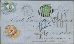 12606A Uruguay: 1876, 10c. Green, Single Franking On Insufficiently Paid Lettersheet, Oblit. By Oval Barred - Uruguay