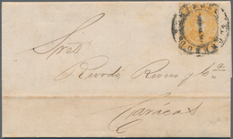 12626 Venezuela - Stempelmarken: 1882, Revenue 25 C Yellow Perforated, Used As Postal Stamp On Folded Enti - Venezuela