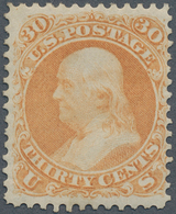 12641 Vereinigte Staaten Von Amerika: 1861 Jefferson 30 C Orange Mint LH, Fresh And Superb Perforated Valu - Autres & Non Classés