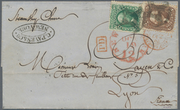 12646 Vereinigte Staaten Von Amerika: 1864, 5C. And 10C. On Beautiful Cover To France, Corc Cancel "star W - Altri & Non Classificati