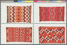 12678 Vereinigte Staaten Von Amerika: 1986, Navajo Art, Se-tenant Left Marginal Block Of Four Showing Vari - Altri & Non Classificati