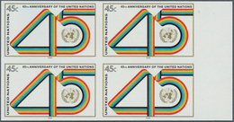 12702A Vereinte Nationen - New York: 1990. IMPERFORATE Margin Block Of 4 For The 45c Value Of The Issue "Un - Sonstige & Ohne Zuordnung